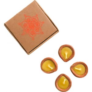 100% pure small beeswax candles in handmade terracotta holders