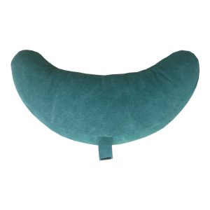 Teal green crescent-shaped meditation cushion, filled with recycled cotton and handmade in South Africa.